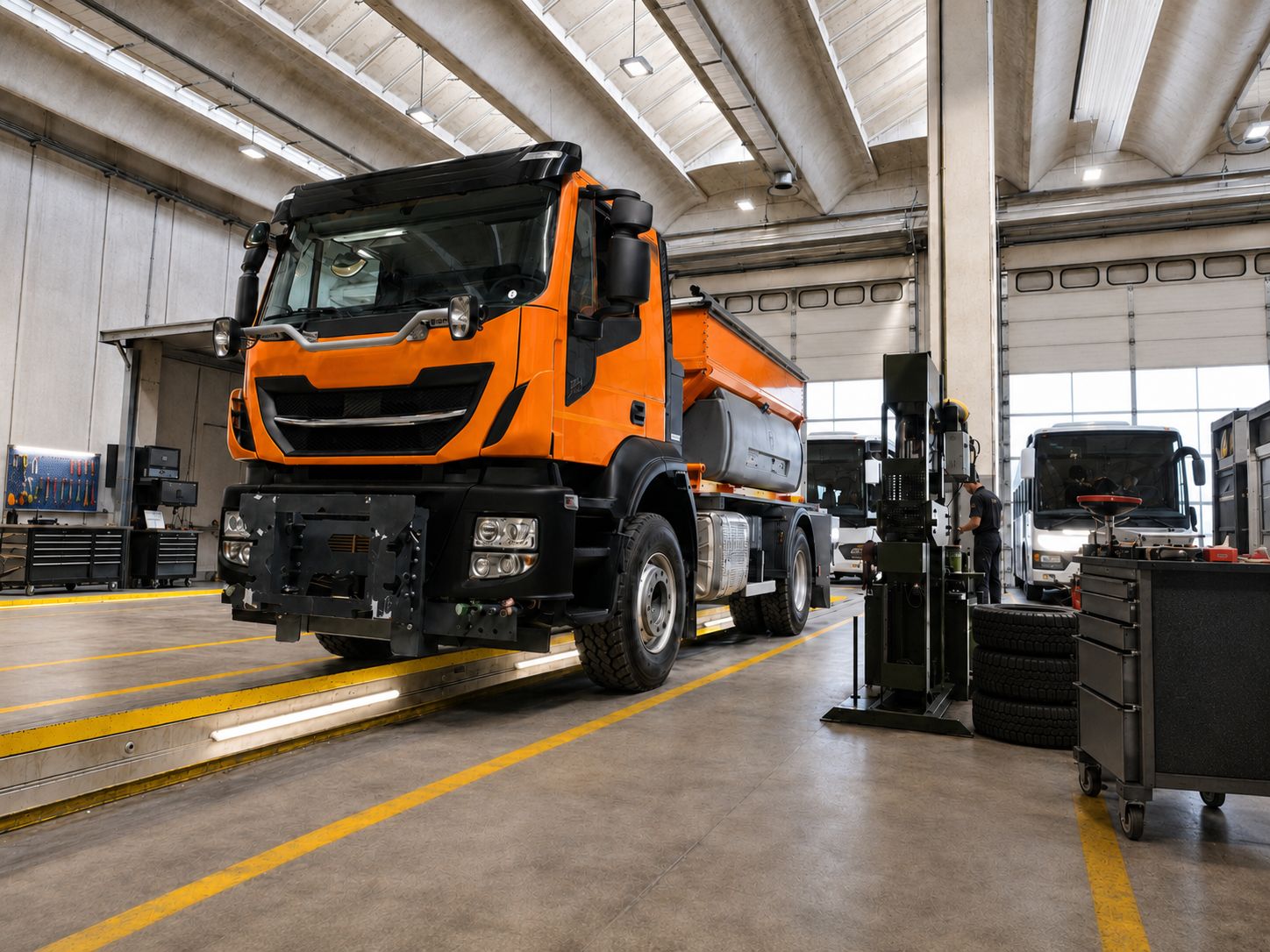 Controlli periodici su camion, rimorchi e autobus